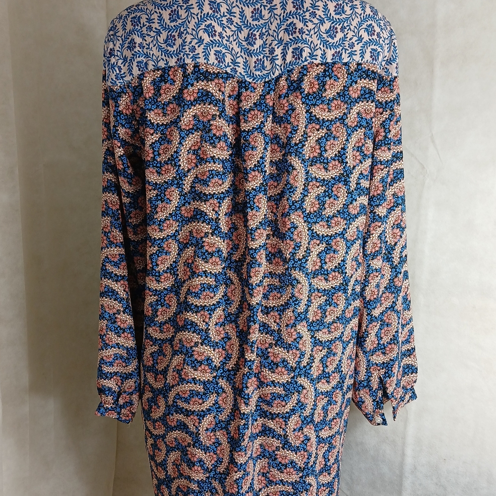 Only Blue & Pink Floral Patterned Long Sleeve Shirt Dress Women's Size 36 - Picture 3 of 7